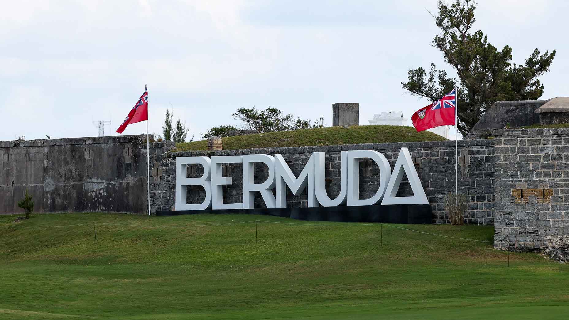 2025 Butterfield Bermuda Championship sign at Port Royal Golf Course.