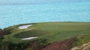 A general view of the 16th green during the second round of the Butterfield Bermuda Championship 2025 at Port Royal Golf Course on November 14, 2025 in Southampton, Bermuda.