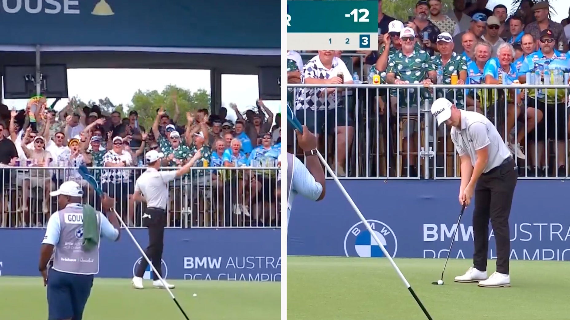 Pro sings ‘Sweet Caroline’ with crowd, then drains clutch par putt at Australian PGA