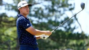 Michael Thorbjornsen of the United States plays his shot from the fourth tee during the final round of the Rocket Classic 2025 at Detroit Golf Club on June 29, 2025 in Detroit, Michigan.