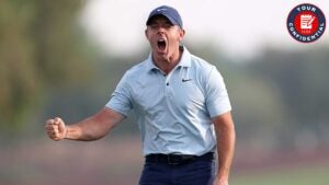 Rory McIlroy celebrates a made putt