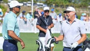 Tiger Woods and Alex Noren at the Hero World Challenge.