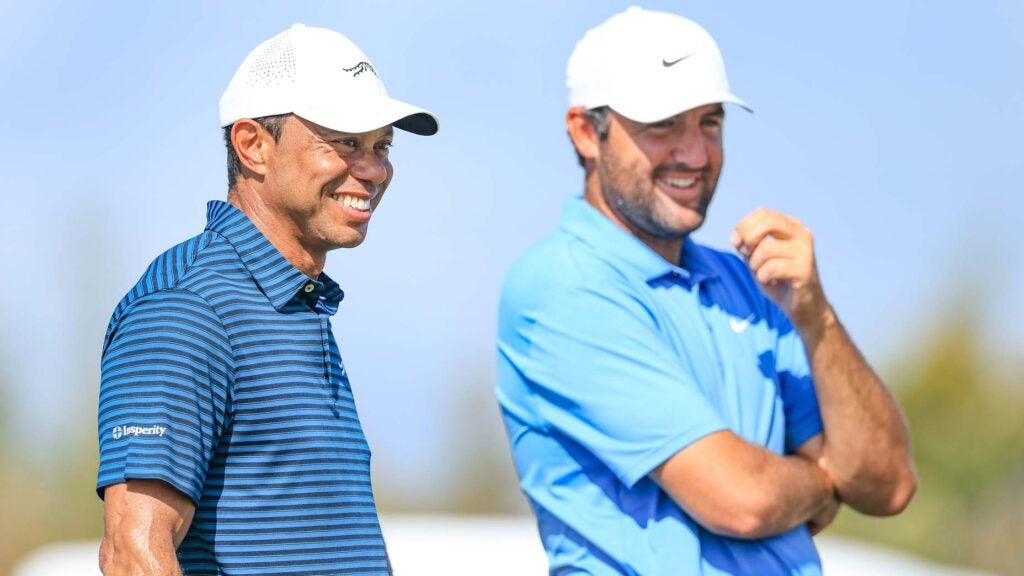 Tiger Woods and Scottie Scheffler at the 2025 Hero World Challenge.