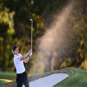 Gigi Stoll hits a bunker shot at the 2025 ANNIKA