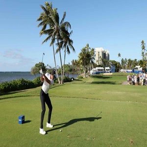 Jordan Spieth of the United States plays his shot from the 17th tee during the second round of the Sony Open in Hawaii 2026 at Waialae Country Club on January 16, 2026 in Honolulu, Hawaii.