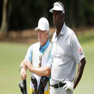 Vijay Singh of Fiji prepares to play on the second hole during the third round of THE PLAYERS Championship at the Stadium course at TPC Sawgrass on May 13, 2017 in Ponte Vedra Beach, Florida. (