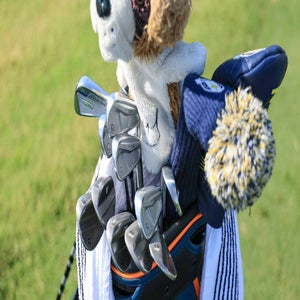 A detail photograph of the clubs used by Rory McIlroy of Northern Ireland showing his new style of irons prior to the Dubai Invitational 2026 at Dubai Creek Resort on January 14, 2026 in Dubai, United Arab Emirates.