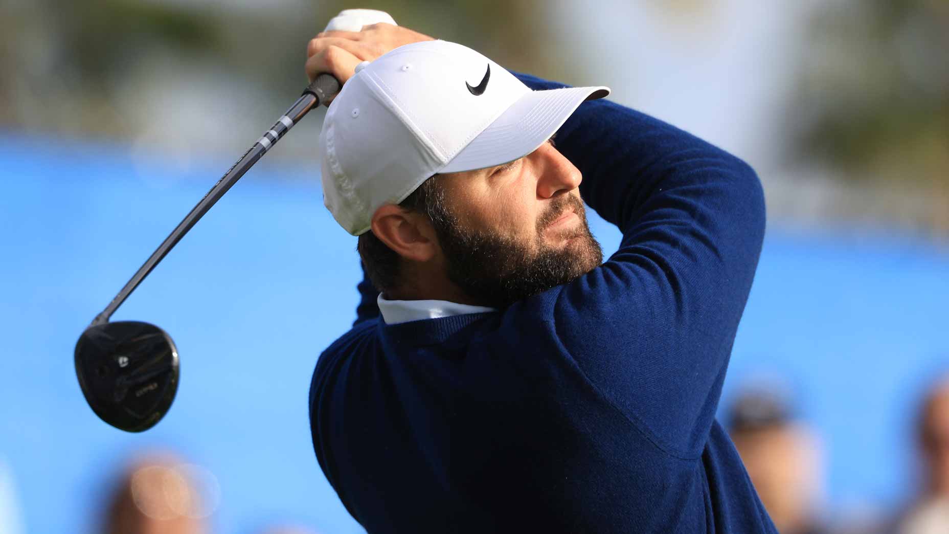 Scottie Scheffler of Team United States plays his shot from the tenth tee during the second round of The American Express 2026 at the Nicklaus Tournament Course on January 23, 2026 in La Quinta, California