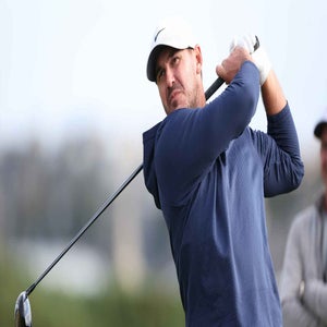 Brooks Koepka hits a tee shot during the Alfred Dunhill Links Championship
