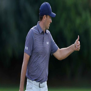Jordan Spieth reacts to a made putt at the Sony Open