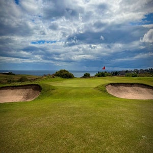 The 7th green at Lybster Golf Club in Scotland