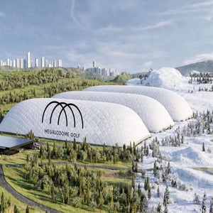 A mockup of Megalodome Golf, a planned indoor course in Chicago.