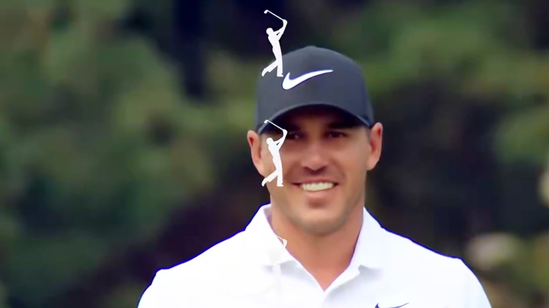 brooks koepka smiles on camera during pga tour commercial