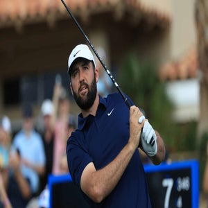 2026 American Express Sunday tee times: Scottie Scheffler watches tee shot during the Round 3 of the American Express.