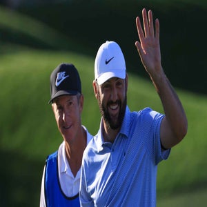 Scottie Scheffler with his caddie Ted Scott at the 2026 American Express