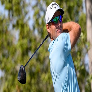 Andrea Pavan watches a shot during the first round of the 2026 Qatar Masters.