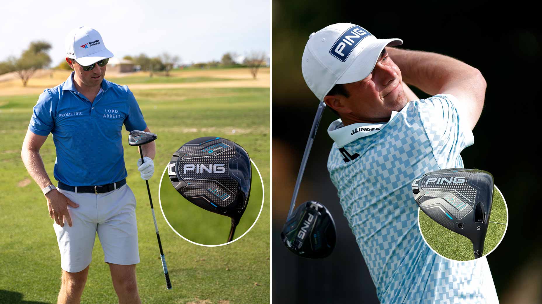 Ben Griffin and Viktor Hovland with new Ping drivers.