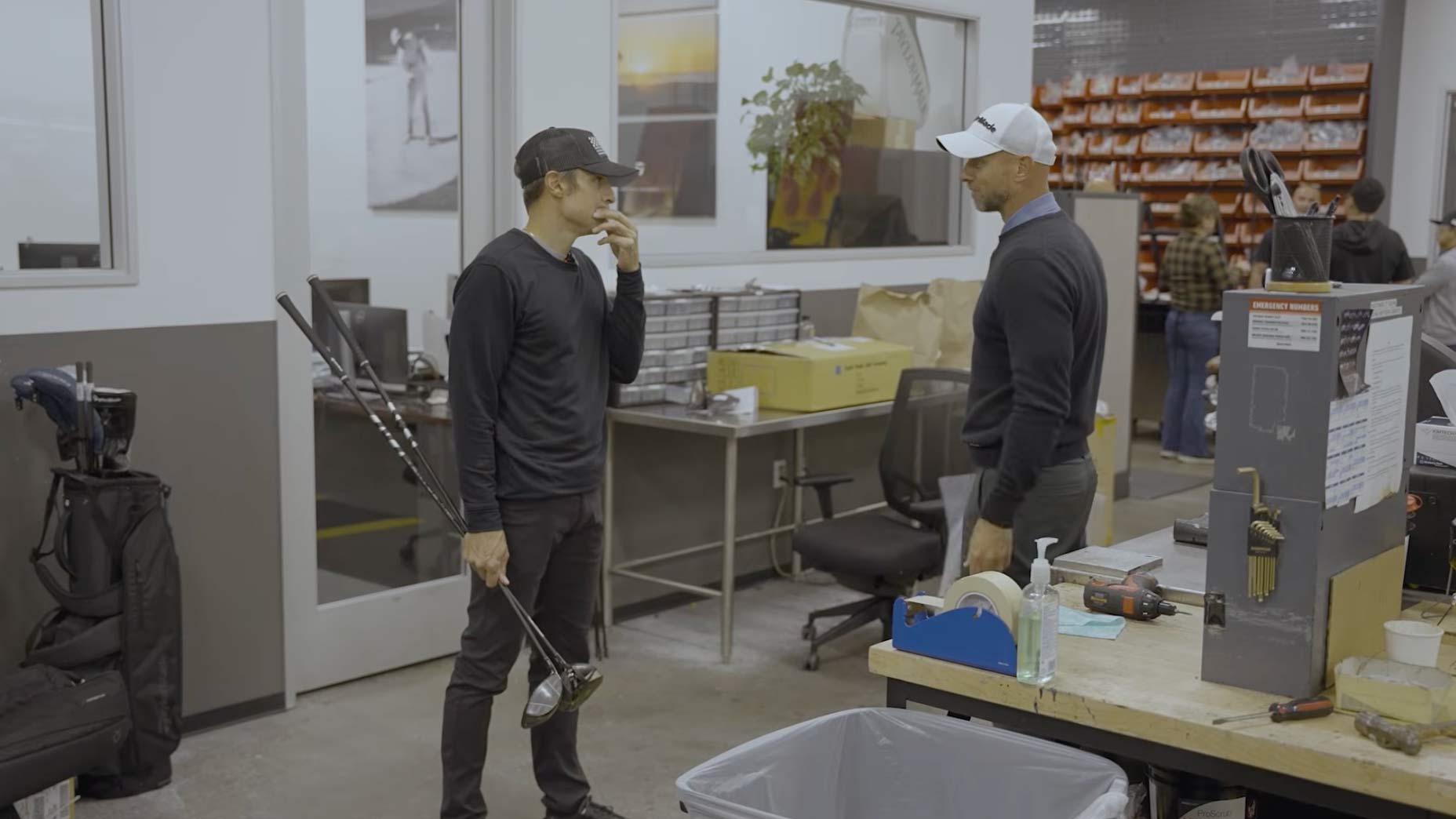 TaylorMades Sr Manager of the PGA Tour Adrian Rietveld takes Johnny through the Tour Fitting process