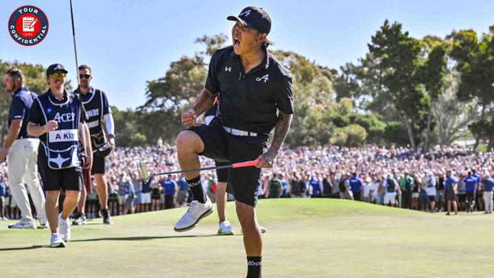 Anthony Kim celebrates winning LIV Adelaide from source article