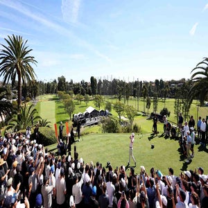 Jacob Bridgeman tees off at the Genesis Invitational