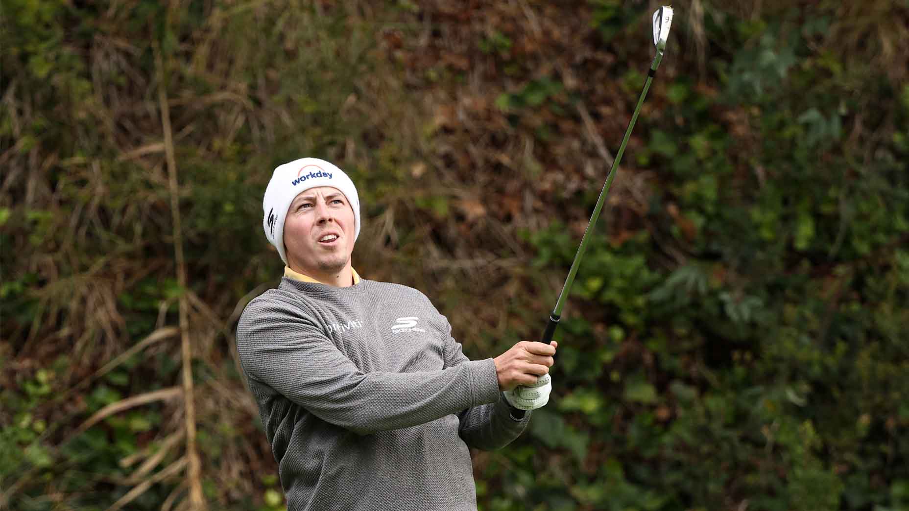Matthew Fitzpatrick plays a shot at the Genesis Invitational