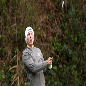 Matthew Fitzpatrick plays a shot at the Genesis Invitational