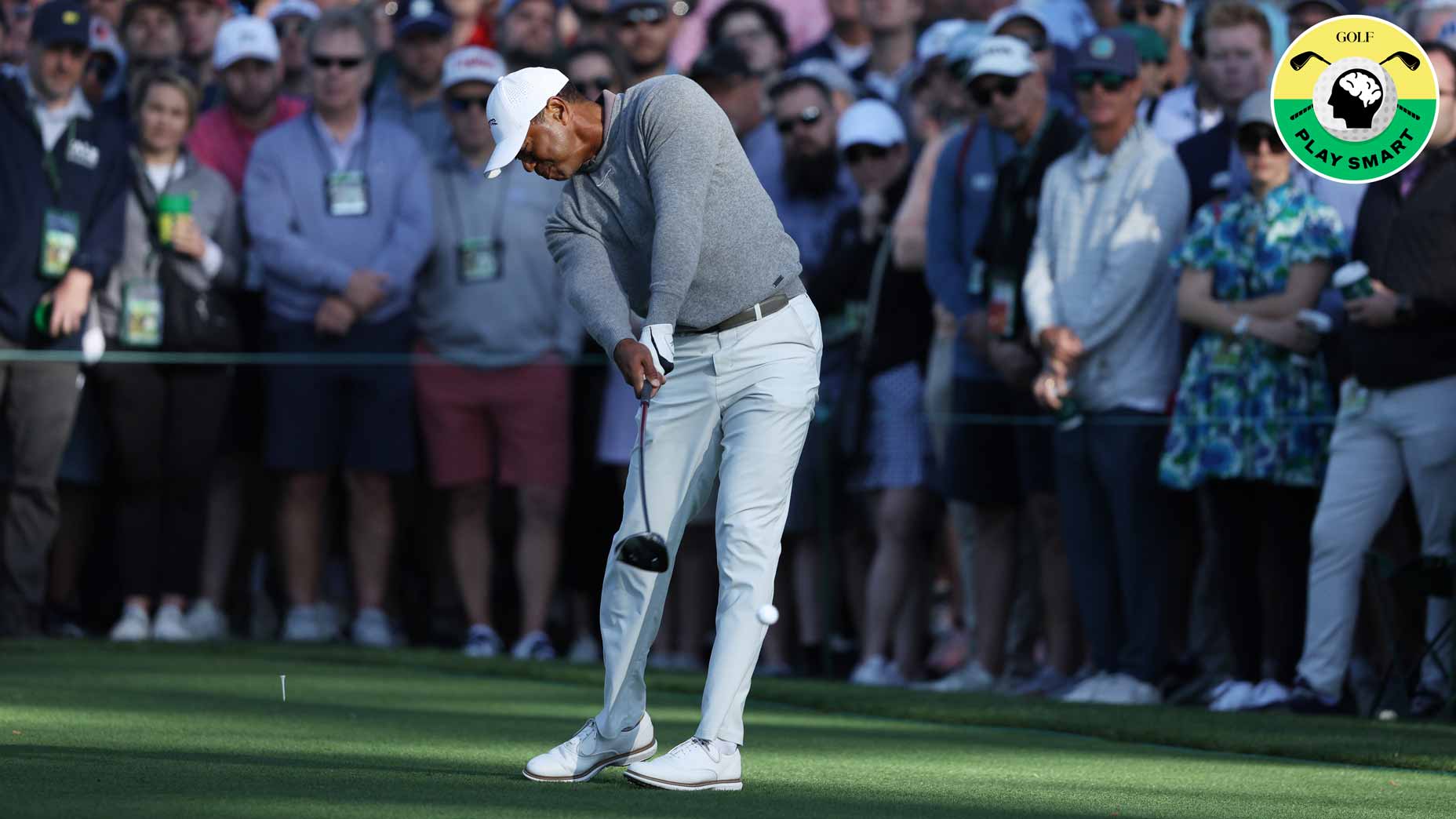 tiger woods hits drive during the 2024 masters