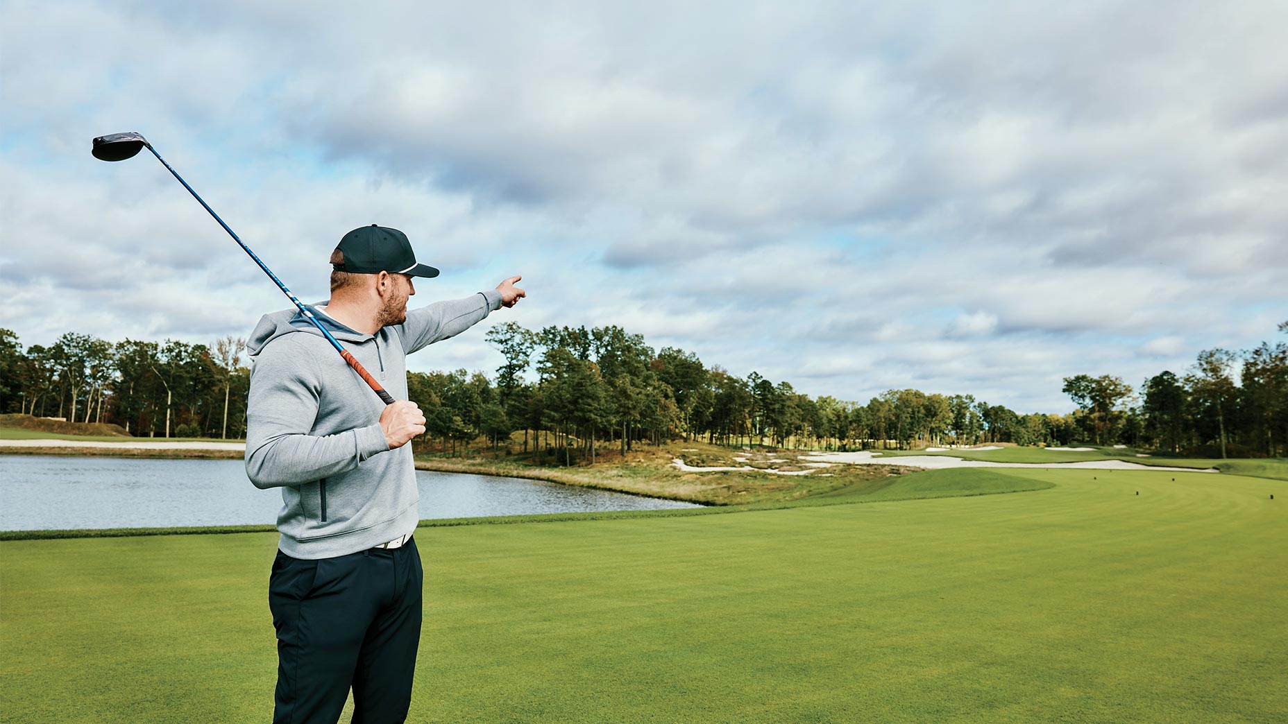 Mike Trout points like a home-run hitter at Trout National