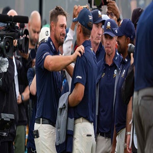 First place team champions, Charles Howell III, Anirban Lahiri and Paul Casey celebrate with First place individual champion, Captain Bryson DeChambeau of Crushers GC after the final round of LIV Golf South Africa at The Club at Steyn City on Sunday, March 22, 2026 in Midrand, South Africa. (Photo by Mateo Villalba/LIV Golf)