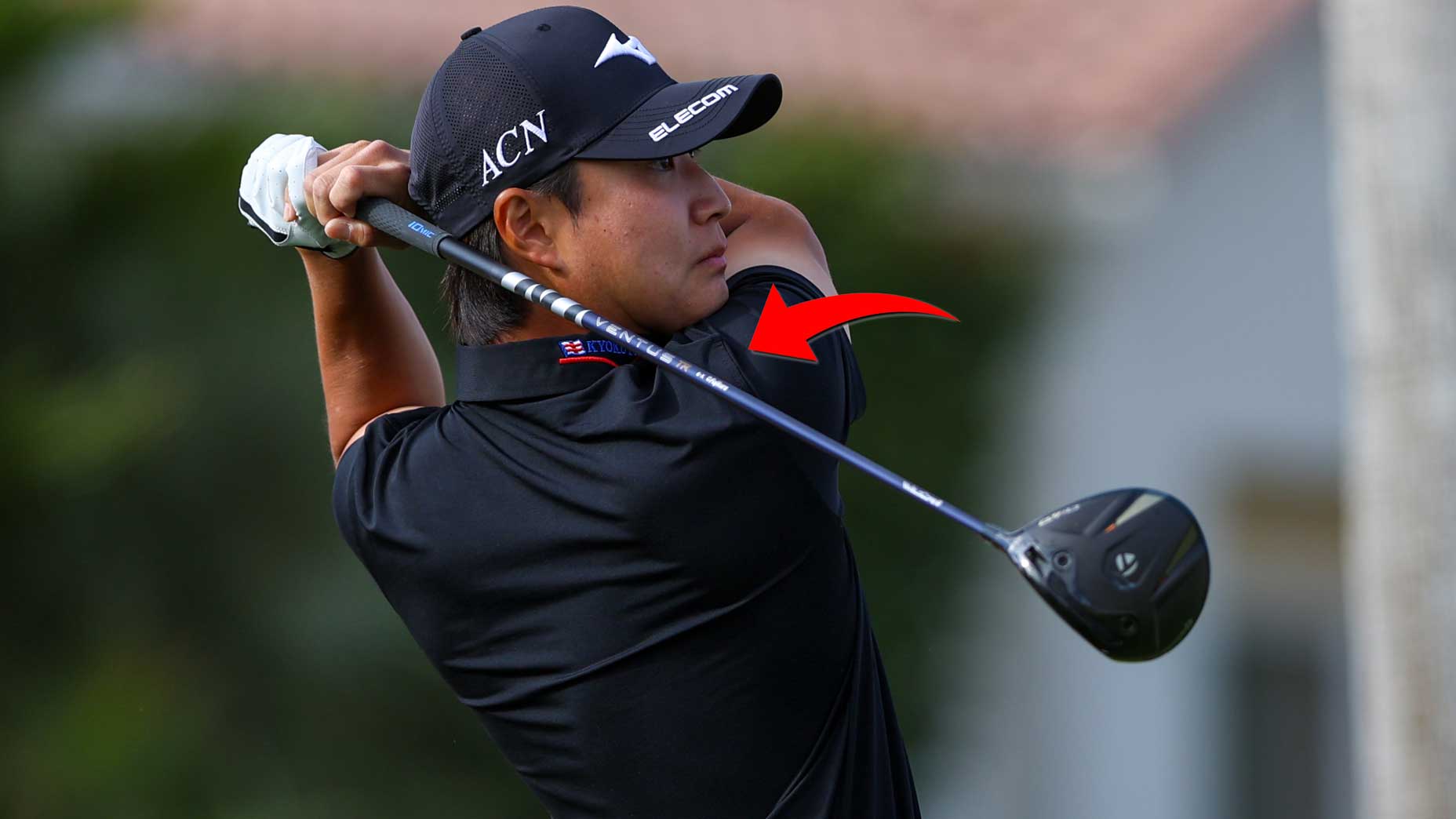 Kensei Hirata of Japan tees off on twelfth hole during Round 1 of The American Express at PGA West on January 22, 2026, in La Quinta, California.