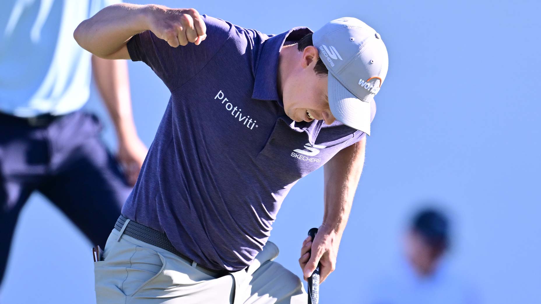 Matthew Fitzpatrick finishes off his win at the Valspar Championship.