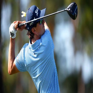 Nico Echavarria of Colombia plays his shot from the ninth tee during the final round of the Cognizant Classic 2026 at PGA National Resort And Spa on March 01, 2026 in Palm Beach Gardens, Florida. (Photo by Mike Ehrmann/Getty Images)