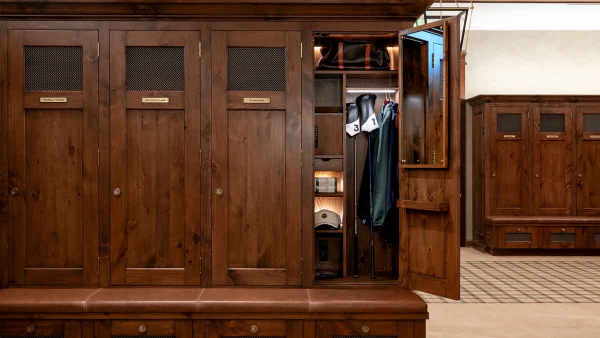 Lockers in the new Player Services Building at Augusta National