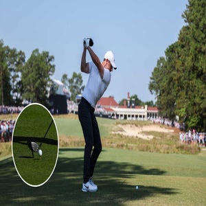 Rory McIlroy hitting a low-teed drive