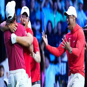 Tom Kim and Tiger Woods.