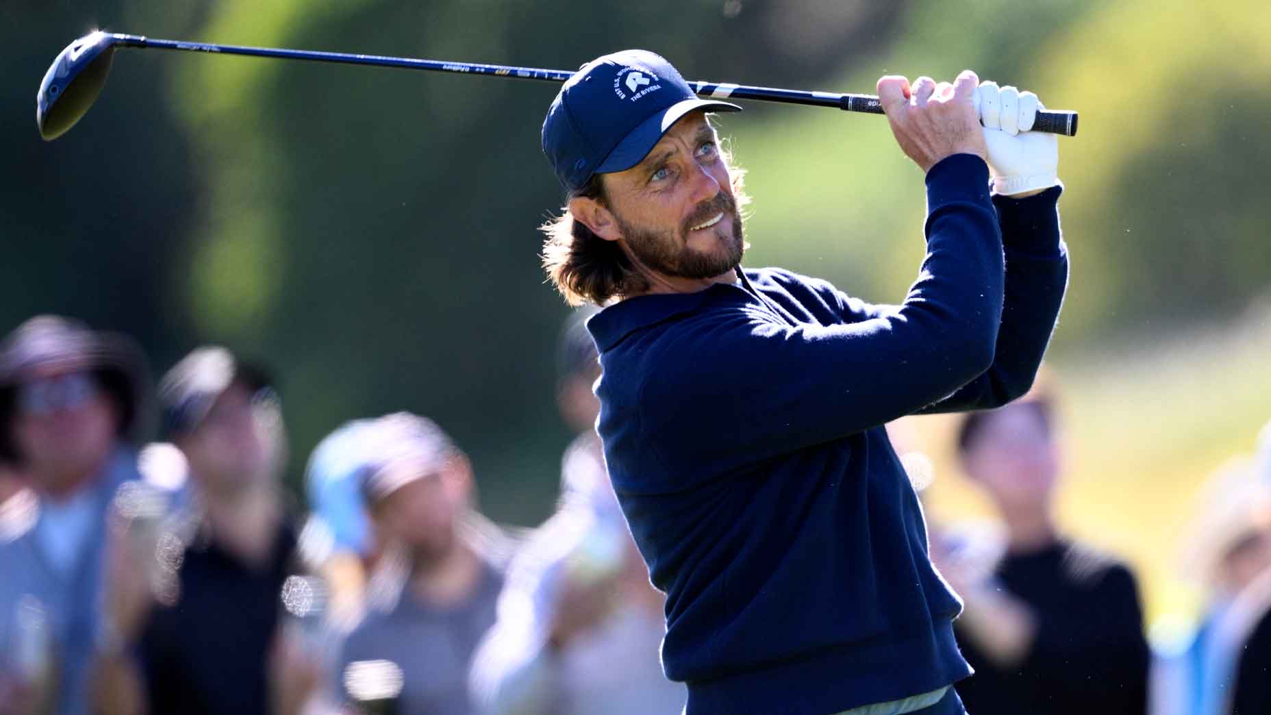 Tommy Fleetwood of England plays his shot from the 18th tee during the third round of The Genesis Invitational 2026 at Riviera Country Club on February 21, 2026 in Pacific Palisades, California. (Photo by Orlando Ramirez/Getty Images)