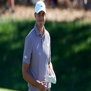 ludvig aberg smiles at the player schampionship