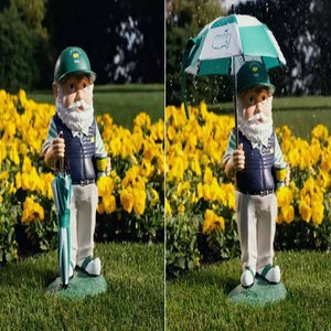 2026 Masters gnome, one with opened umbrella one without.