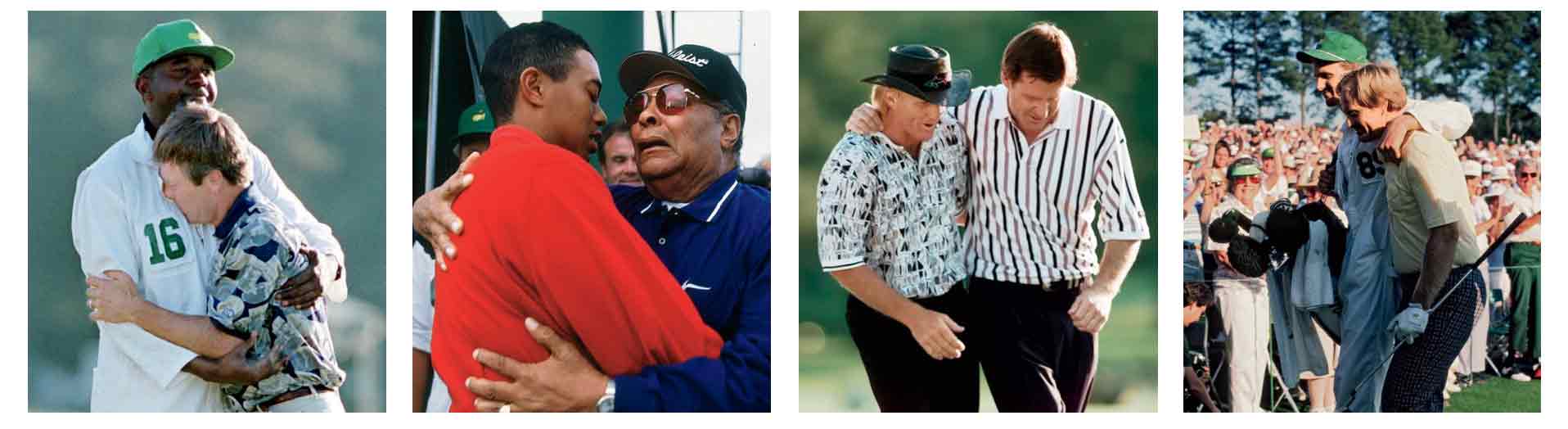 some of the tournament’s most indelible celebrations and consolations: Jack Nicklaus and Jackie Jr. in 1986, Greg Norman and Nick Faldo in 1996, Tiger Woods and his father, Earl, in 1997, and Ben Crenshaw and Carl Jackson in 1995.
