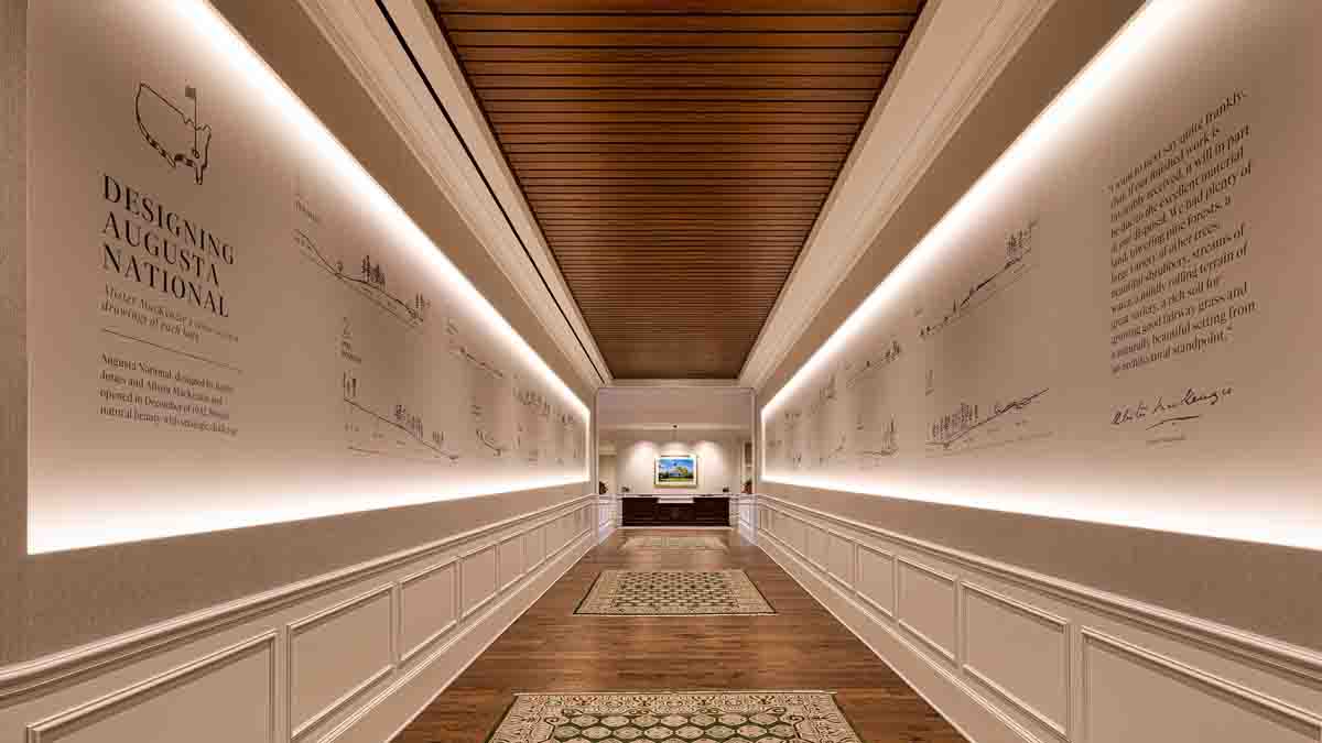 The entrance hallway to Augusta National's Player Services Building