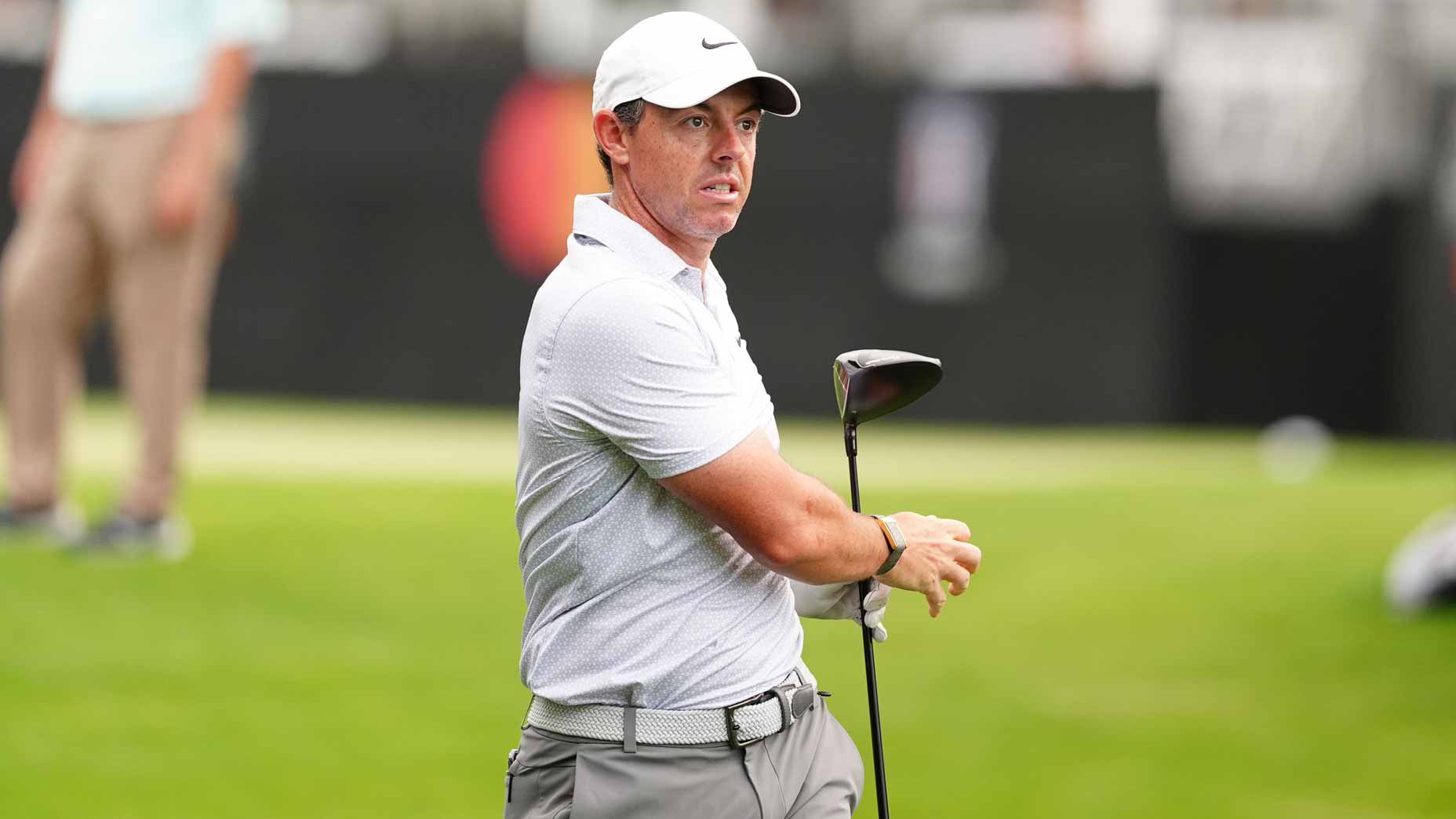 Rory McIlroy plays his tee shot during the 2026 Arnold Palmer Invitational.