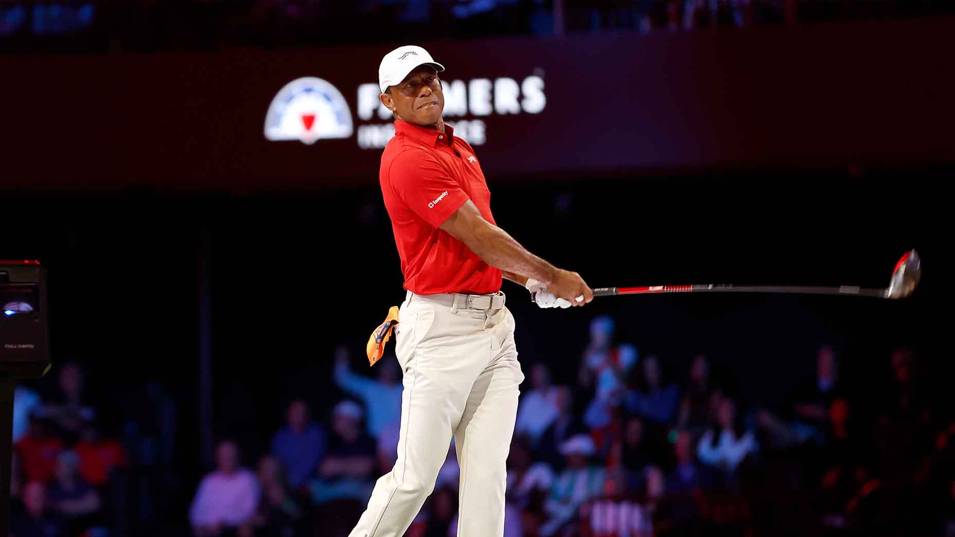 Tiger Woods hits a shot during the TGL Finals