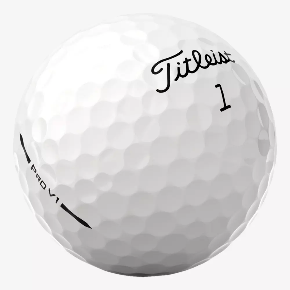 A white Titleist golf ball with dimpled texture. The text Titleist, the number 1, and Pro V1 are printed in black on the surface&mdash;perfect for pairing with the best golf shoes 2026 for top performance on the green.