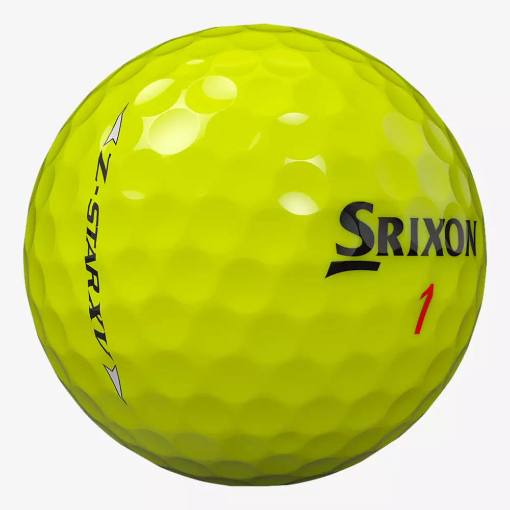 A bright yellow golf ball with dimples, featuring the brand name Srixon in black, the number 1 in red, and A.Z. Star II in black text on the side&mdash;an ideal pick among the best golf balls 2026.