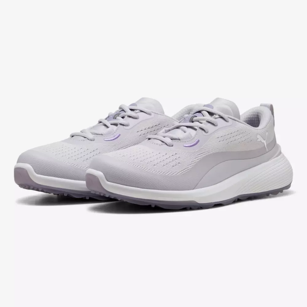A pair of light purple athletic sneakers with mesh uppers, lace-up closures, and textured outsoles, showcased as a stylish alternative to the best women's golf shoes 2026 against a plain white background.