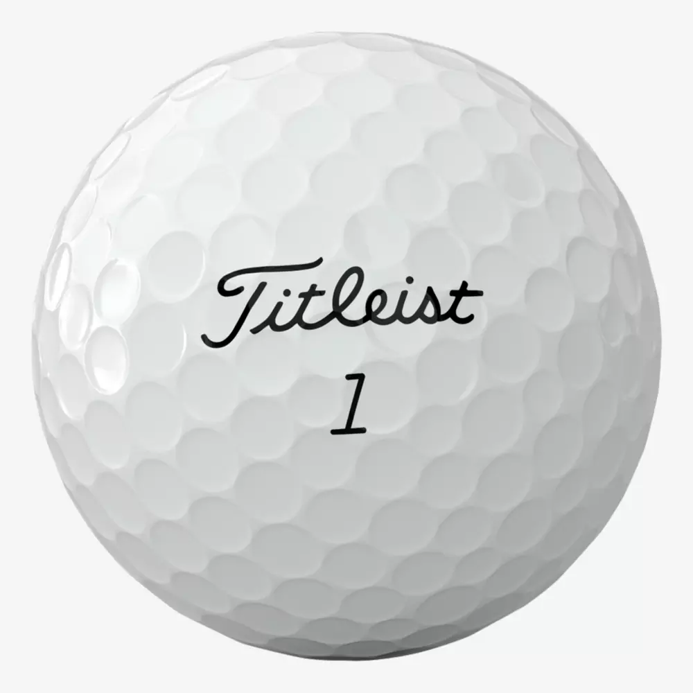 A white golf ball with dimples, featuring the word Titleist in black script and the number 1 printed below it&mdash;an excellent pick for those seeking the best golf balls 2026.