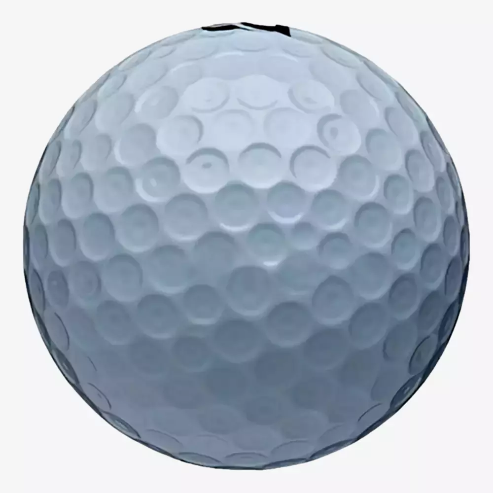 A close-up of a white golf ball with a dimpled surface on a plain, light background&mdash;perfect inspiration for those searching for the best golf shoes 2026 to enhance their game.