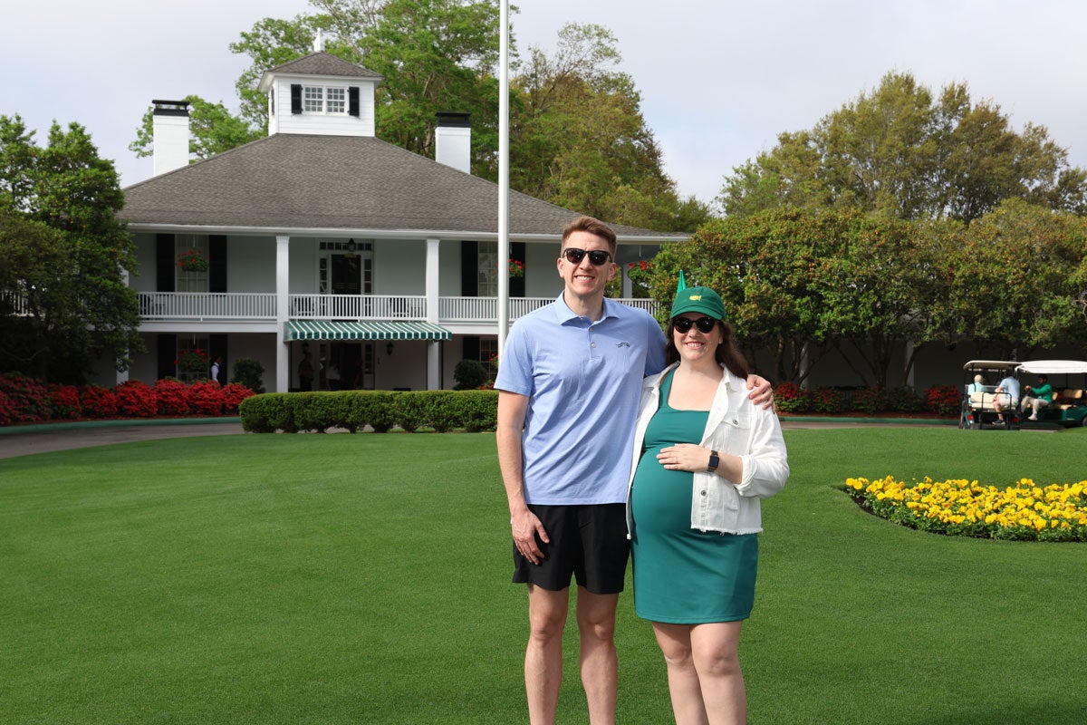 Allison Arsenault with her husband at the Masters.
