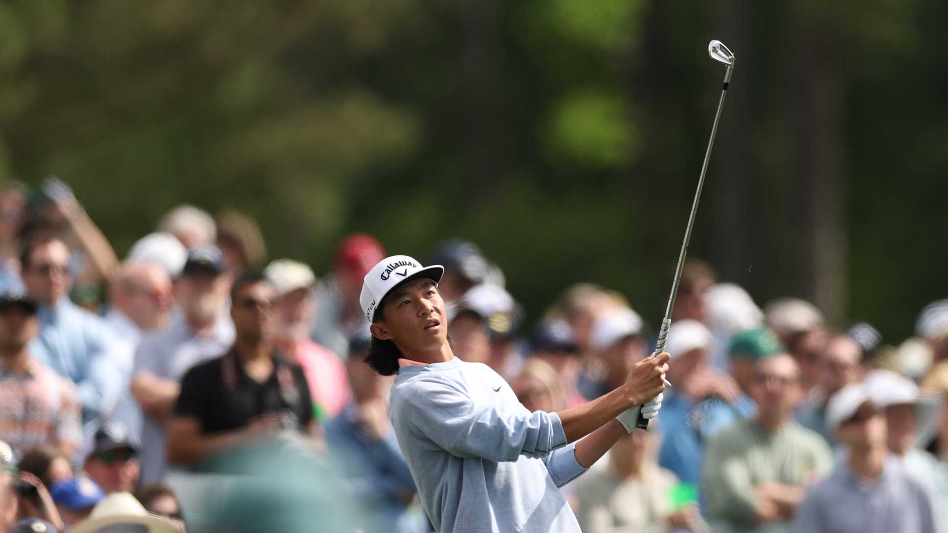 Ethan Fang hits a shot at Augusta National