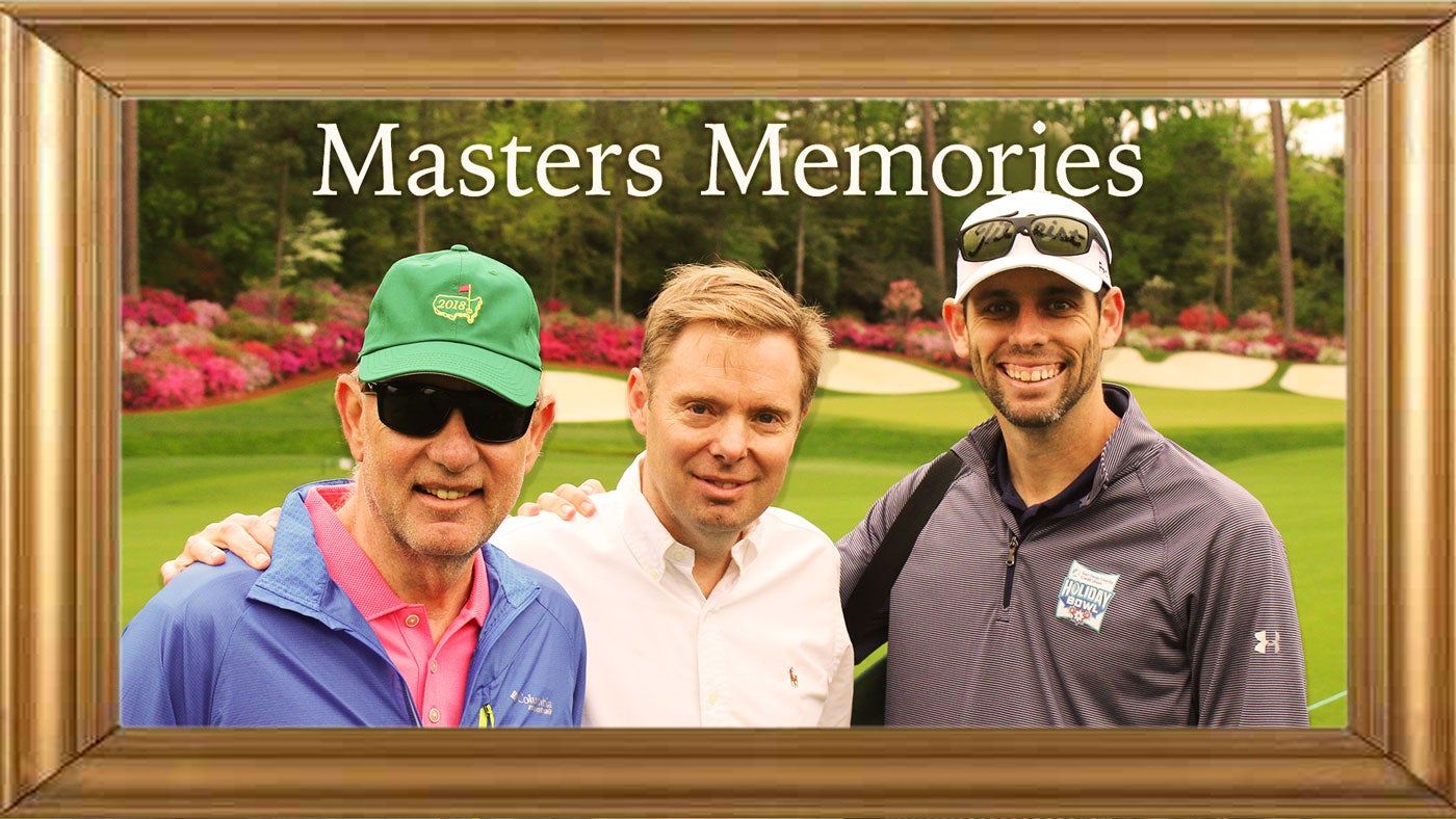 Marc Sawyer, his brother and their father at the 2018 Masters.